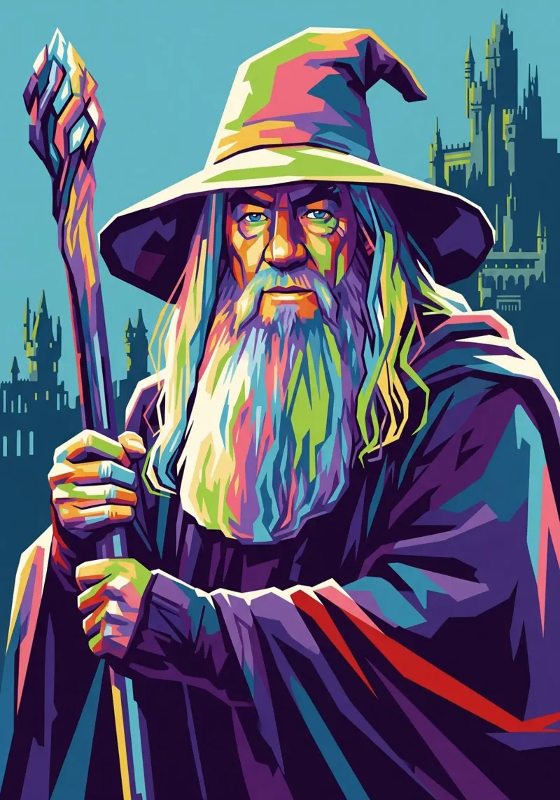 Gandalf - Il Signore degli Anelli poster con telaio in legno da Hantamrata