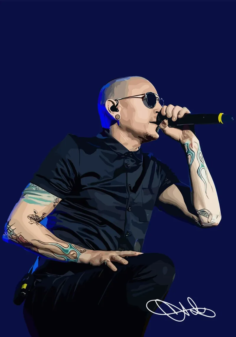 Chester Bennington poster con telaio in plastica da shiners