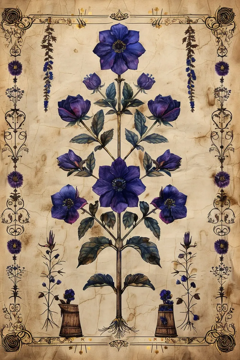 Medieval Bloom canvas with Floater frame by michi