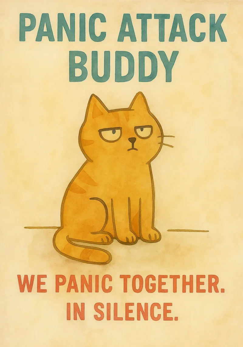 we panic together in silence funny cat canvas with Floater frame by cepeducks