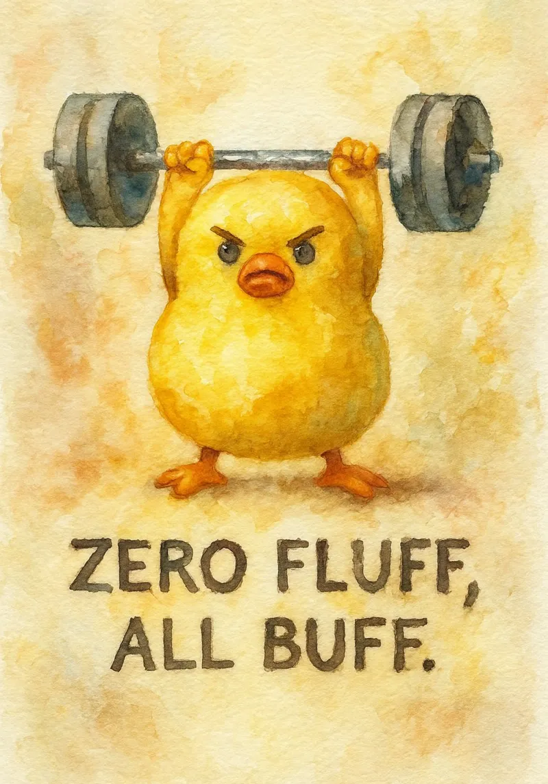 zero fluff all buff funny duck canvas with Floater frame by cepeducks