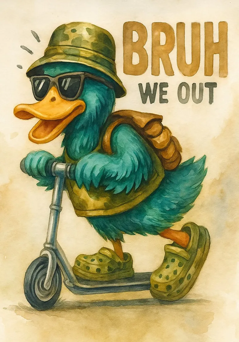 Bruh, siamo fuori da un'anatra divertente poster da tanabaroo