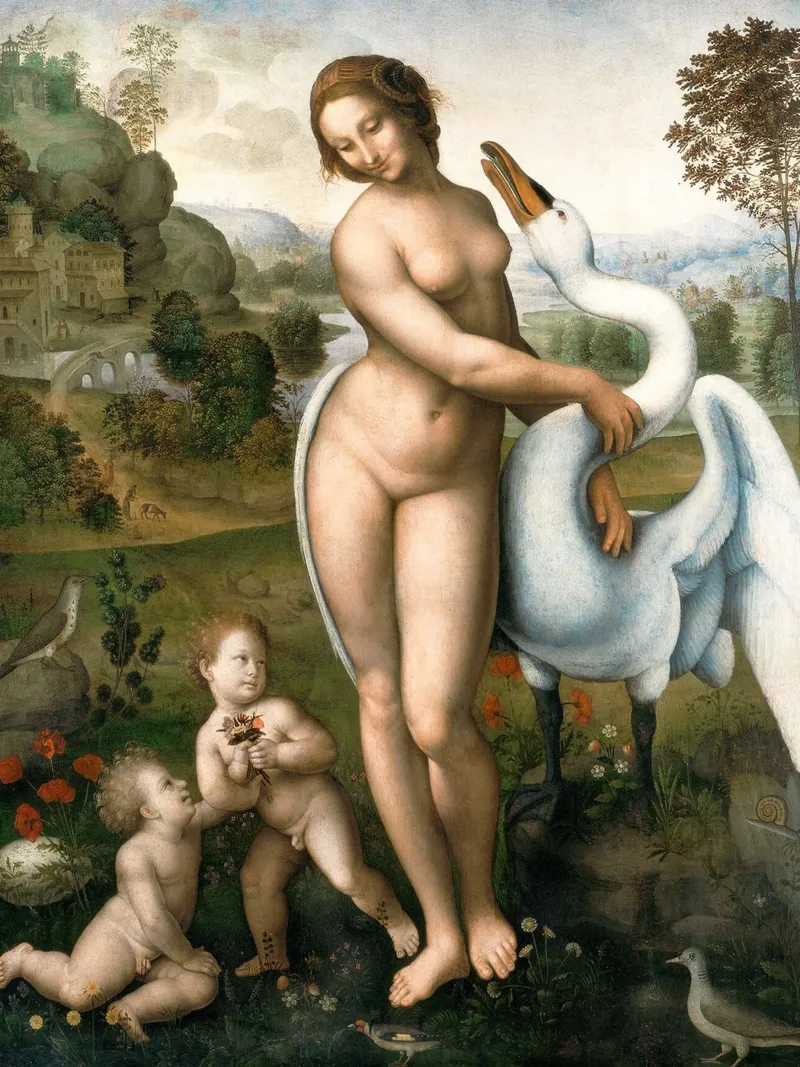 Leda and the Swan by Leonardo da Vinci canvas with Floater frame by James McIntosh