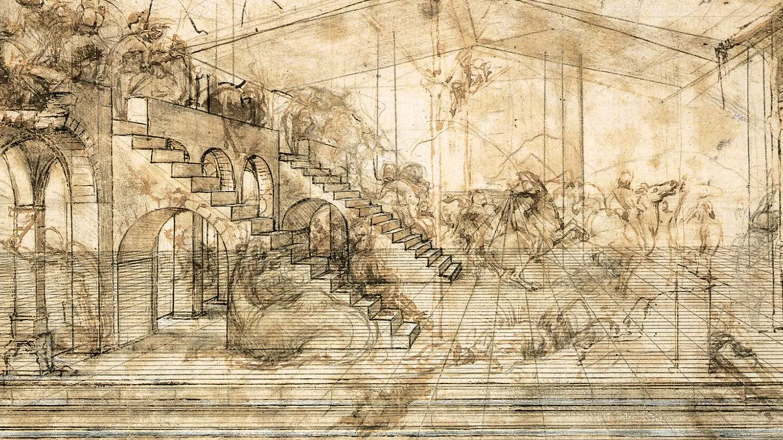 Perspective Study for the background of the Adoration canvas with Floater frame by James McIntosh