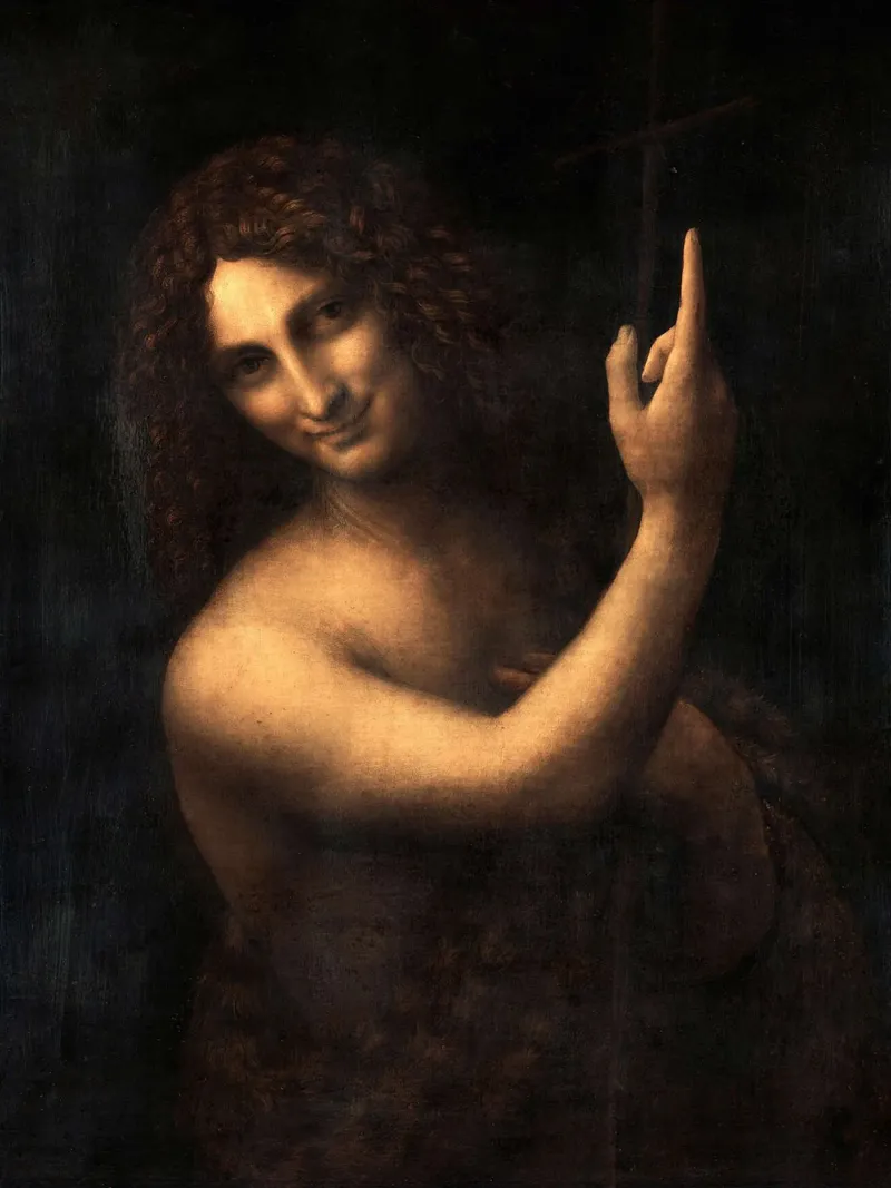 Saint John the Baptist by Leonardo da Vinci canvas with Floater frame by James McIntosh
