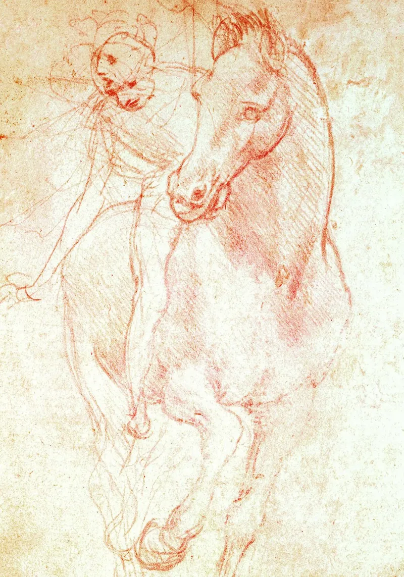 Study of a Horse and Rider by Leonardo da Vinci canvas with Floater frame by James McIntosh