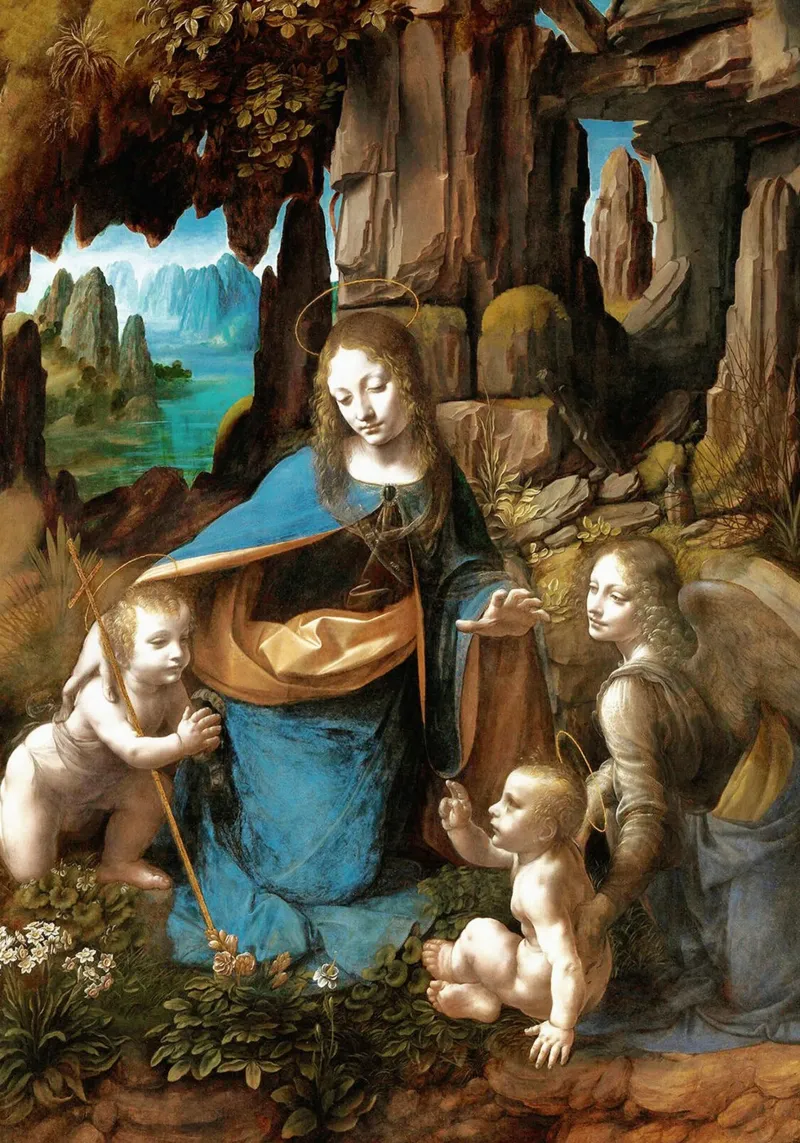 The Virgin of the Rocks I by Leonardo da Vinci canvas with Floater frame by James McIntosh