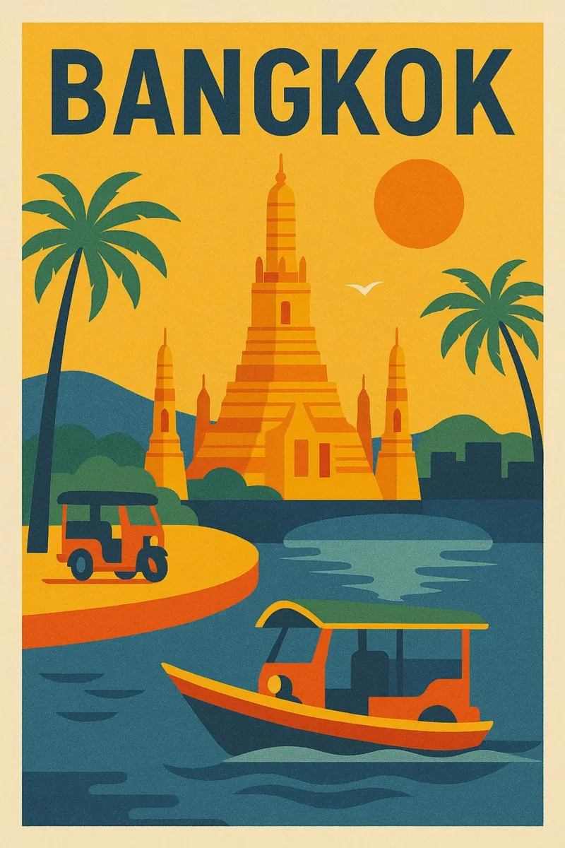 Poster d'epoca di Bangkok - Viaggio in Thailandia poster da JETLAG | affiches voyage