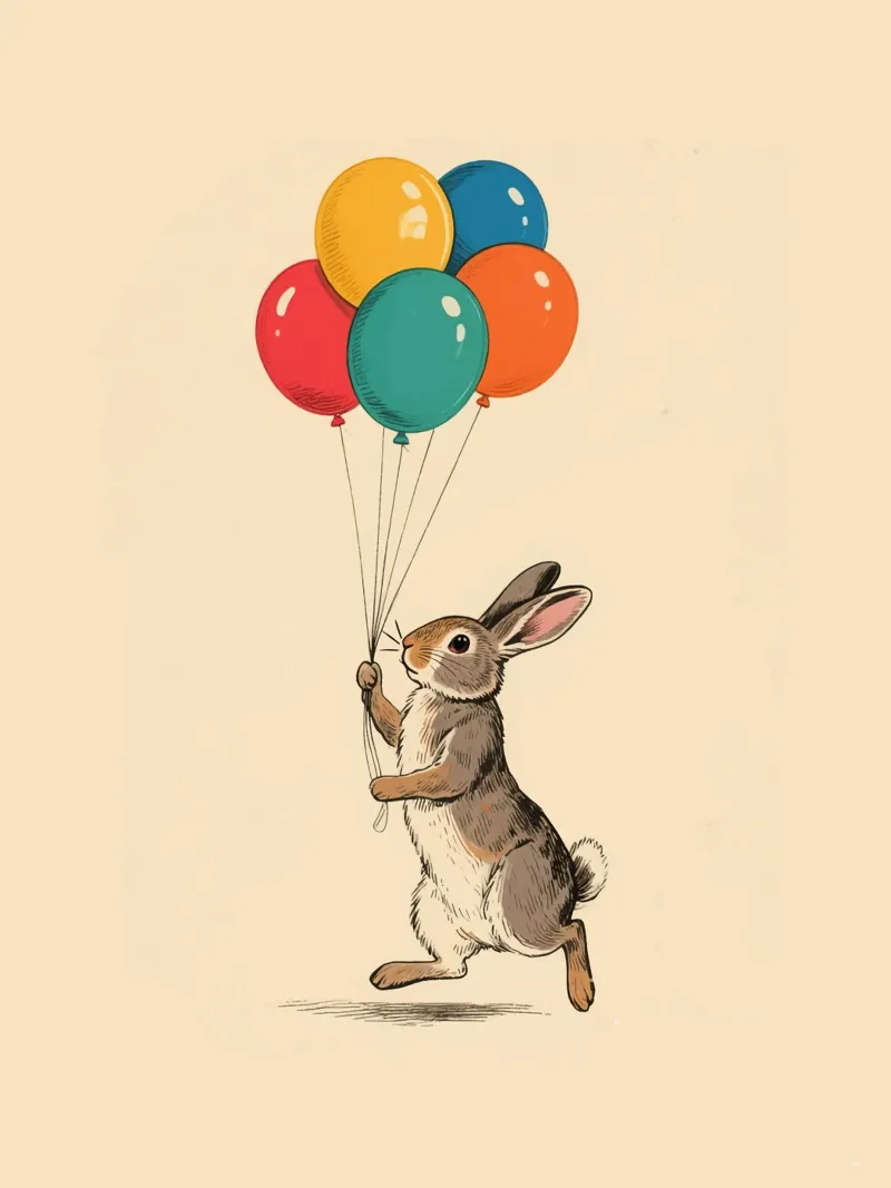 Rabbit Balloons canvas with Floater frame by knowledge