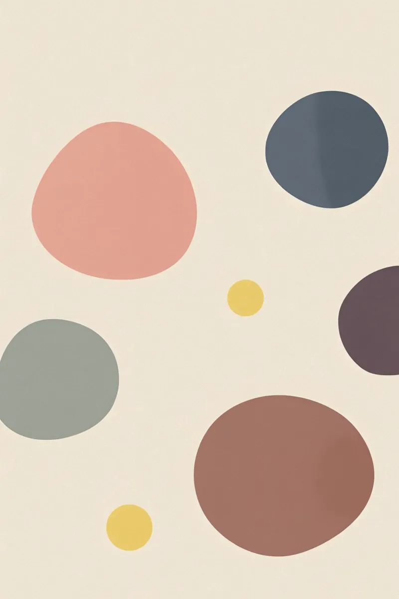 Disposizione astratta di forme arrotondate colorate su sfondo beige poster con telaio in plastica da DesignDoodle