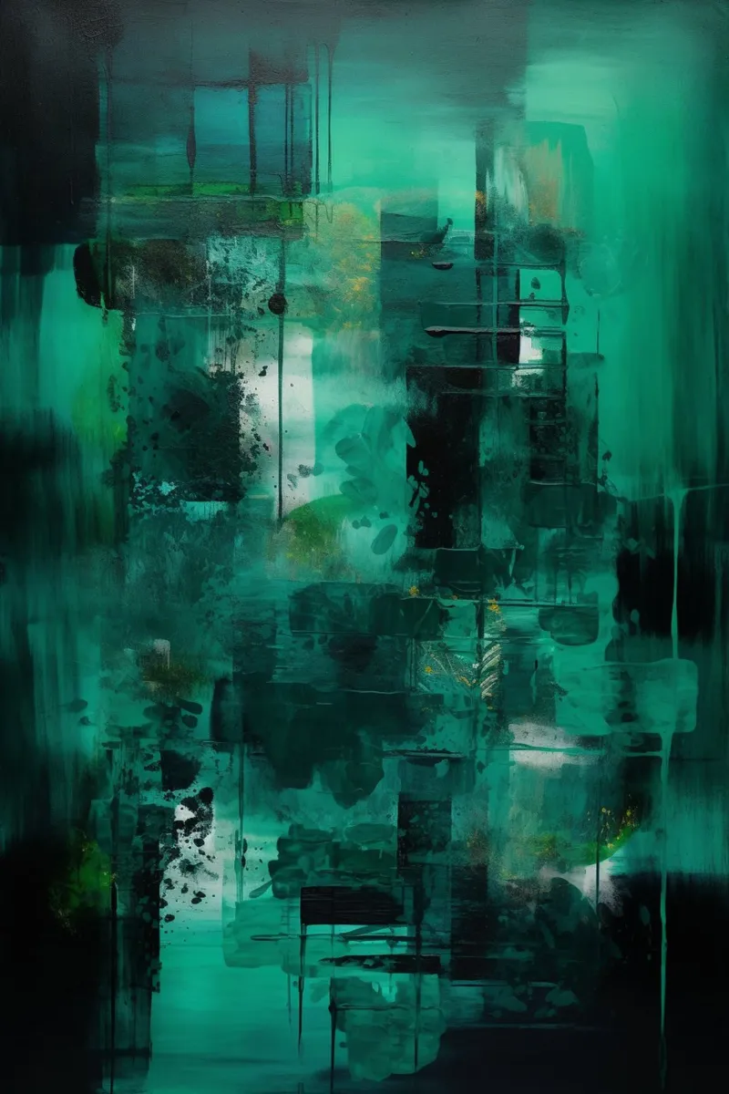 Emerald Echoes canvas with Floater frame by Mosaic Dialogue