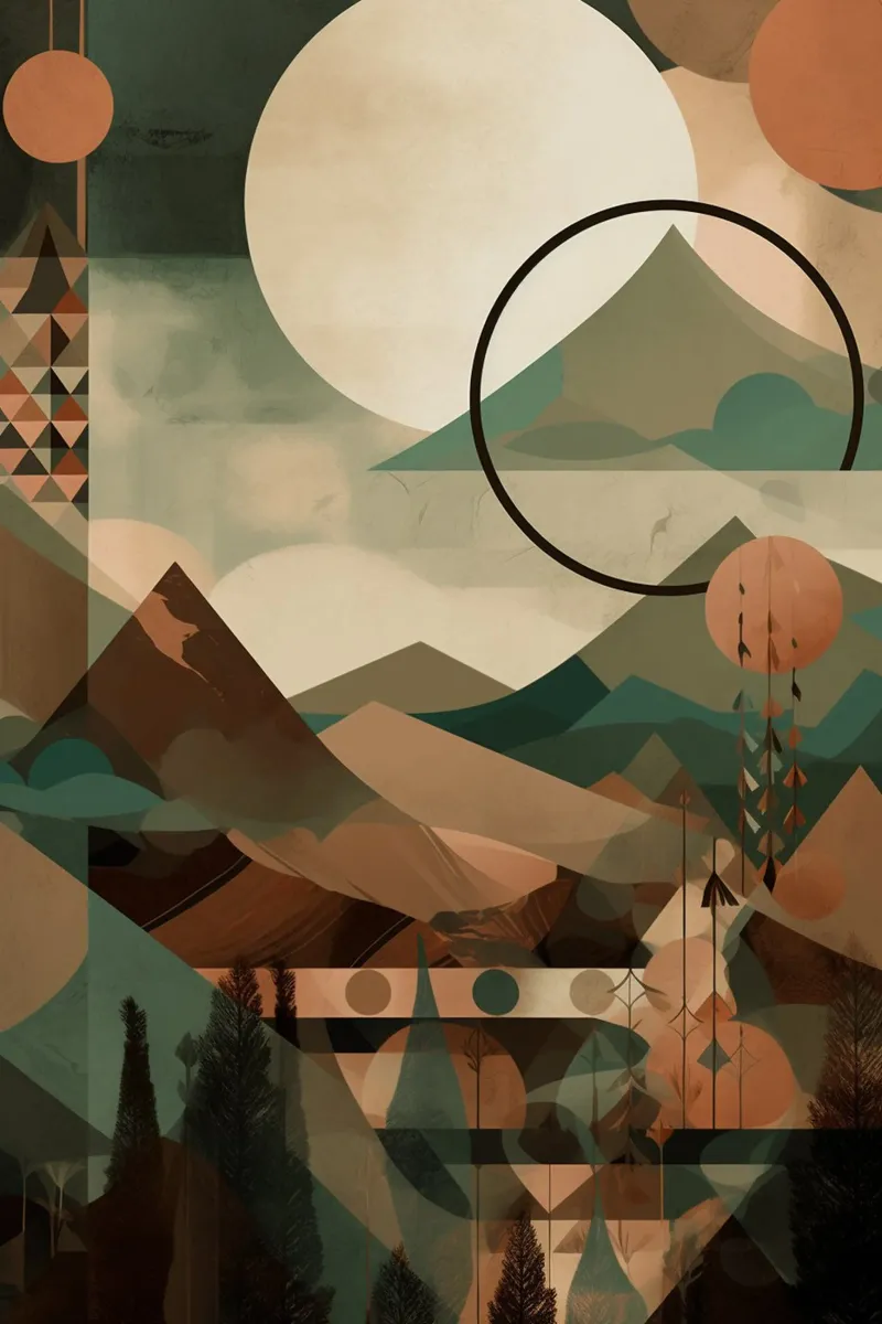 Geometric Horizons poster con telaio in legno da Colormenta