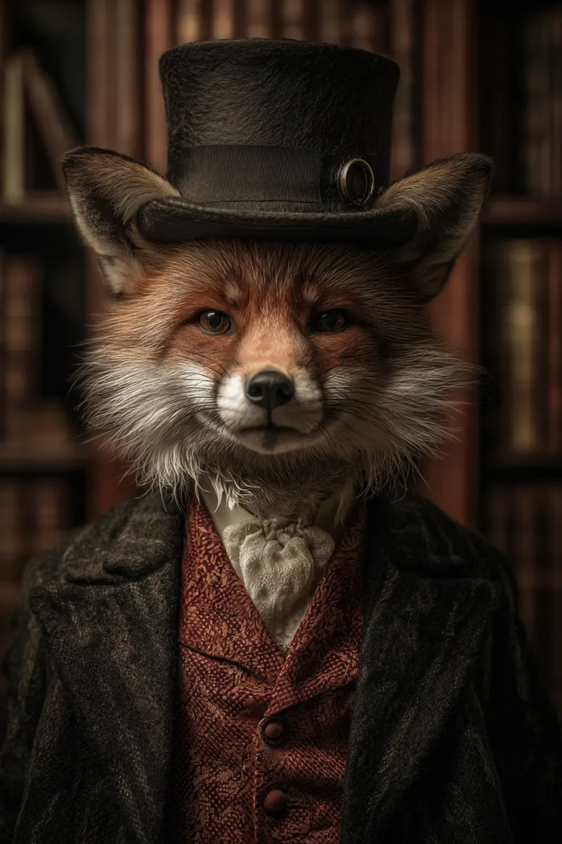 The Victorian Fox poster con telaio in legno da Chic Creatures