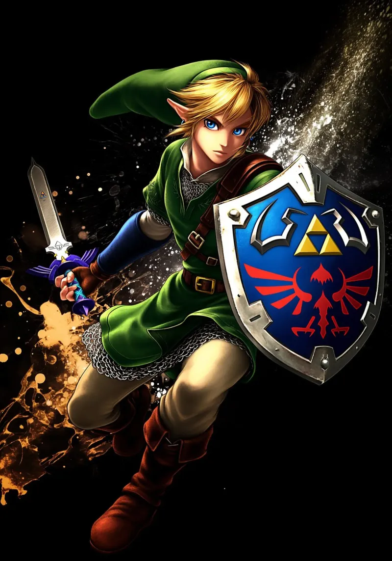 Link La leggenda di Zelda poster con telaio in legno da Stellar Creative