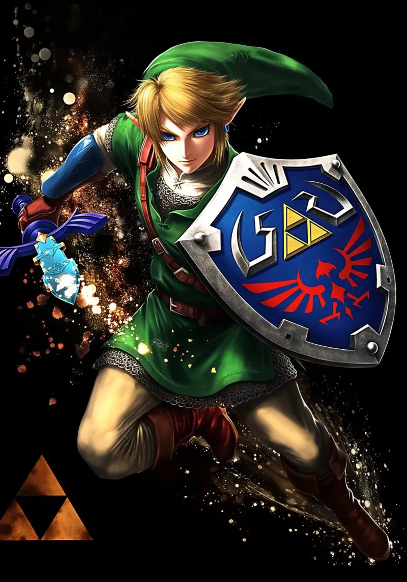 Link La leggenda di Zelda poster con telaio in legno da Stellar Creative