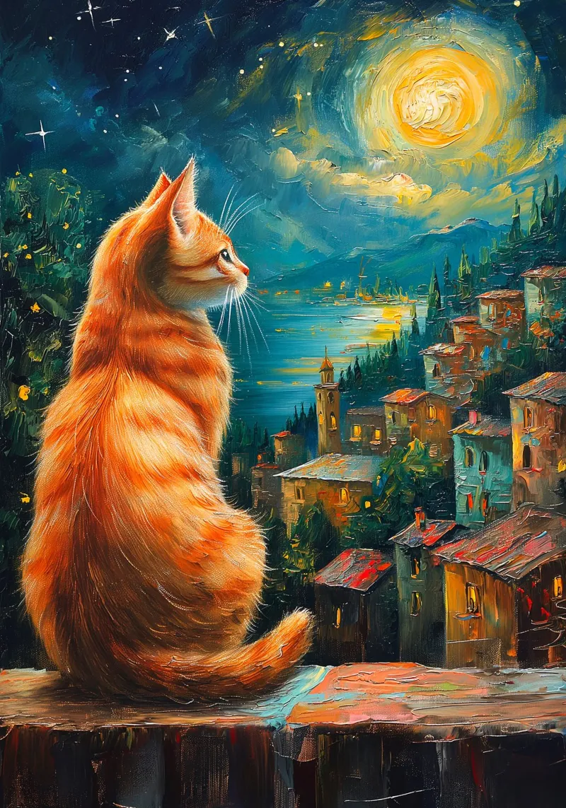 Gatto Notte Stellata poster da Stellar Creative