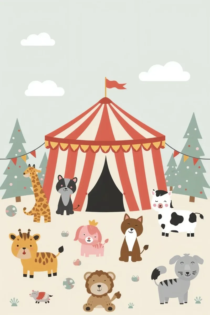 Tenda del circo con animali carini poster da DesignDoodle