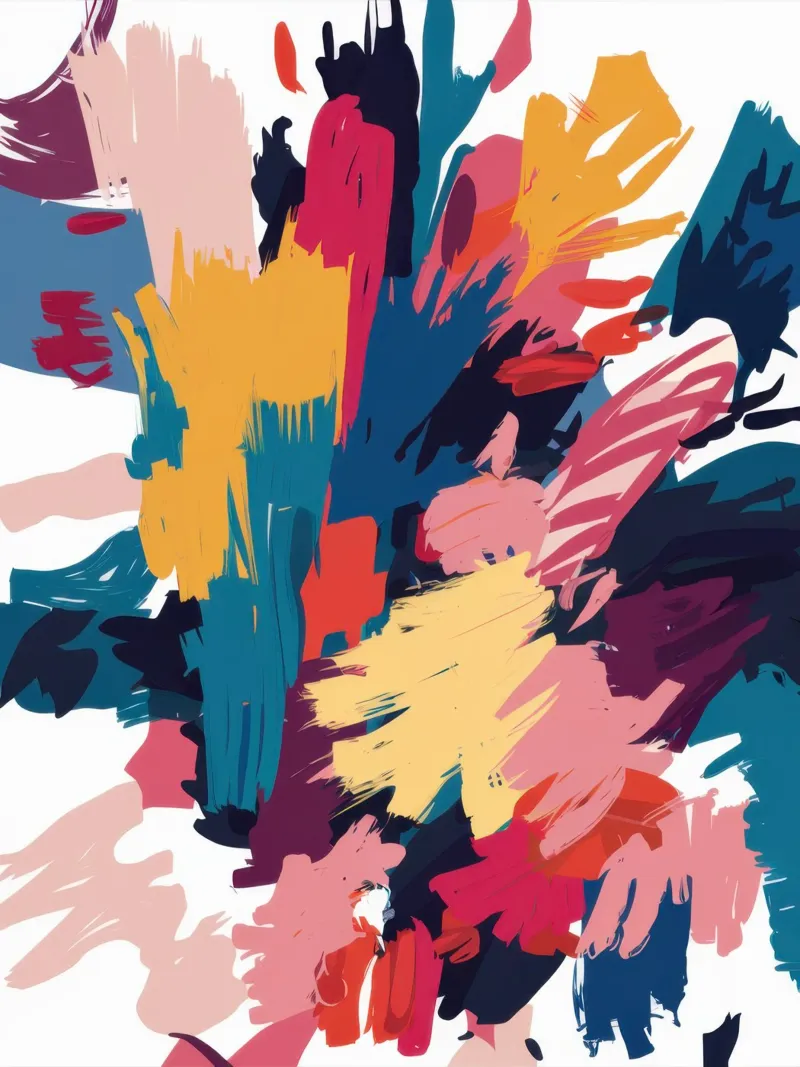 Levendige chaos met penseelstreken canvas met Baklijst van Moon Revolver