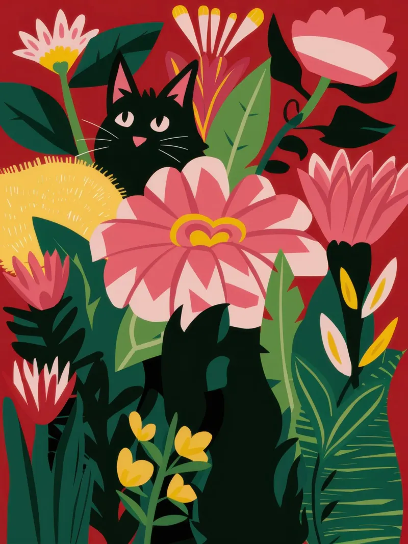 Giardino felino notturno poster da Moon Revolver