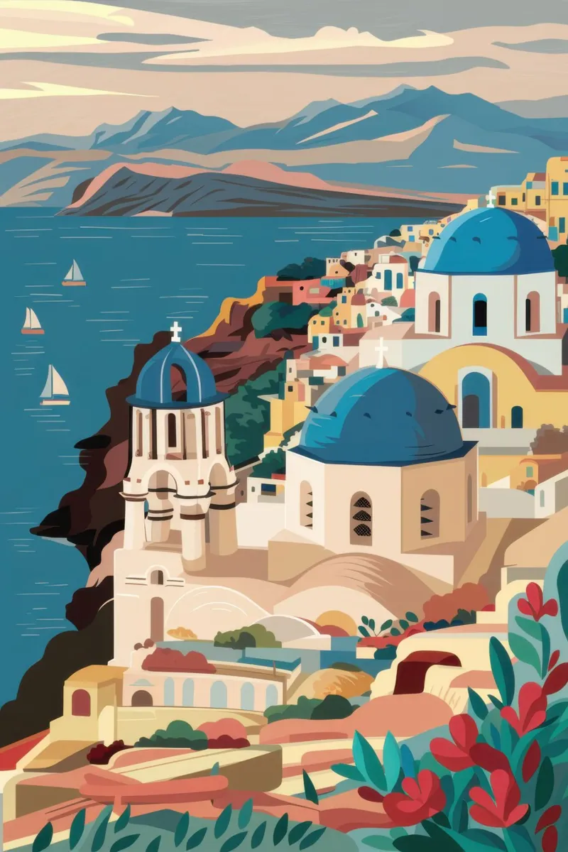 Santorini Caldera Vista poster da Moon Revolver