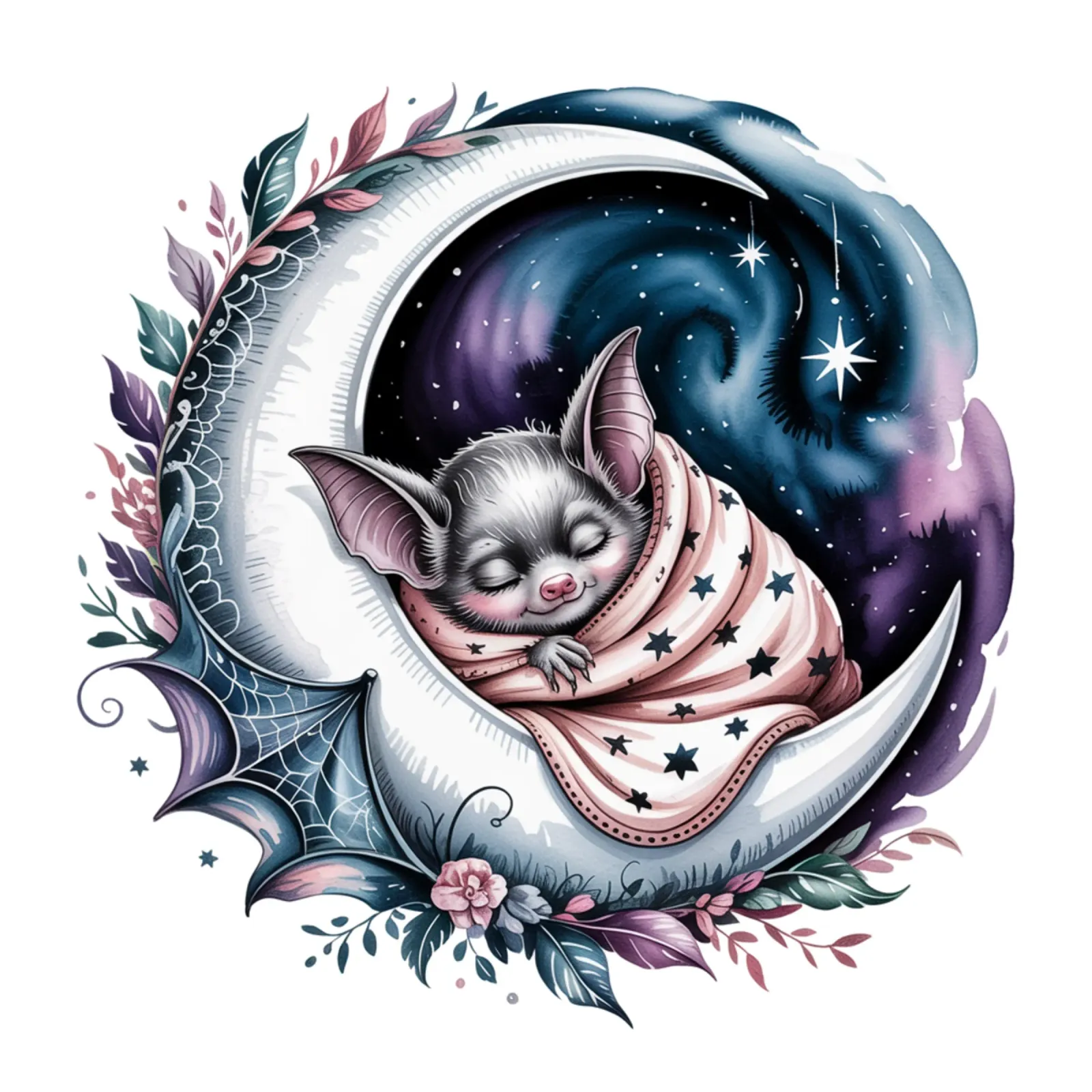 Sleeping bat poster con telaio in legno da Sasyall Graphics