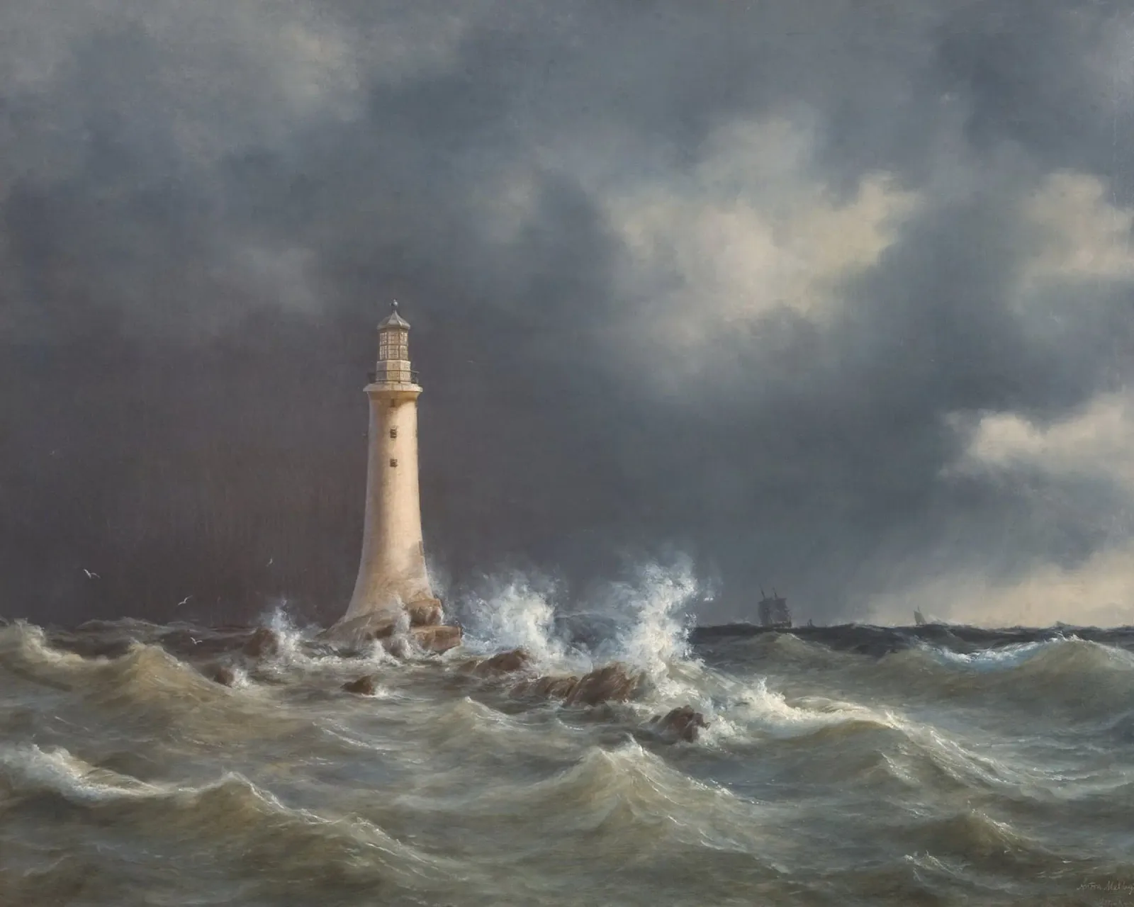 Eddystone Lighthouse poster con telaio in alluminio da vintageshop