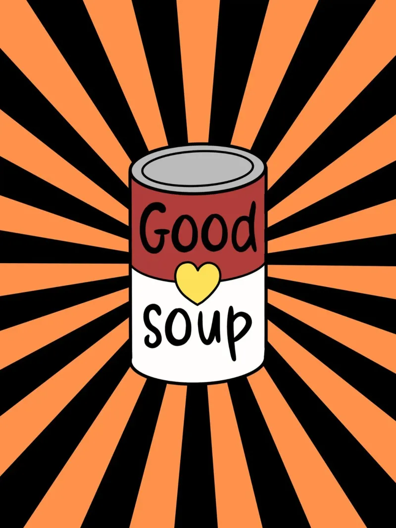 Retro soup tela con Cornice a cassetta da PinkCandyWalls