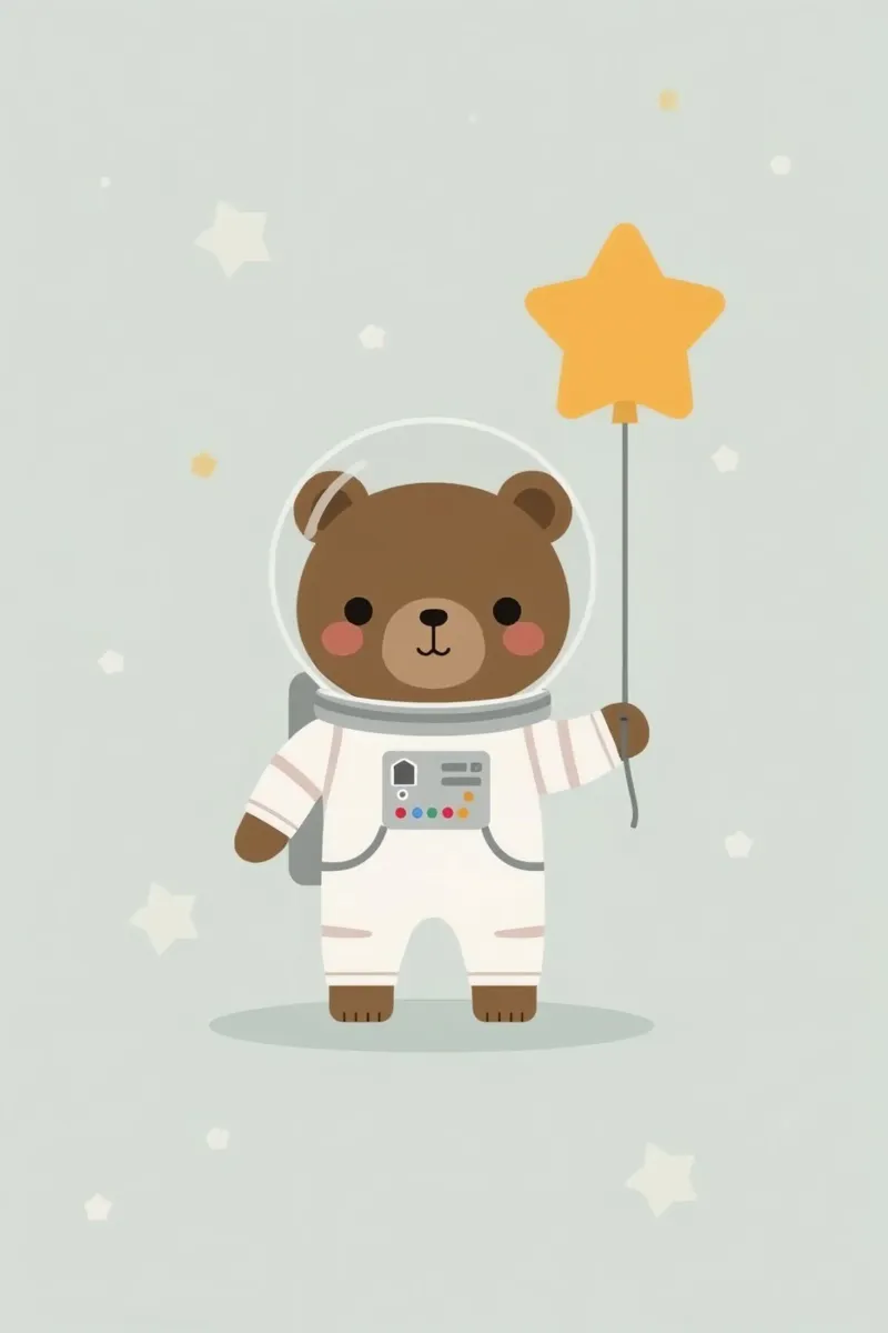 Carino l'orso astronauta dei cartoni animati con palloncino a stella tela con Cornice a cassetta da DesignDoodle