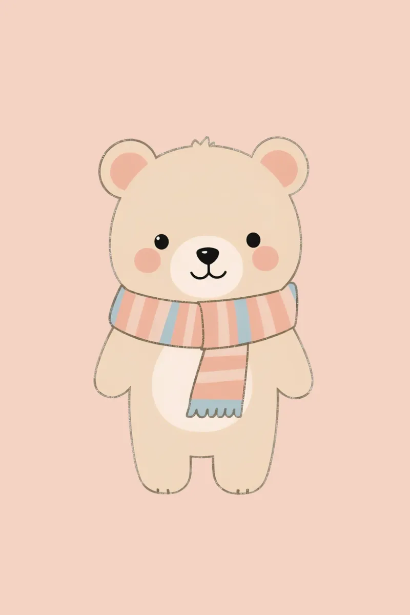 Orsetto carino con sciarpa poster con telaio in alluminio da DesignDoodle