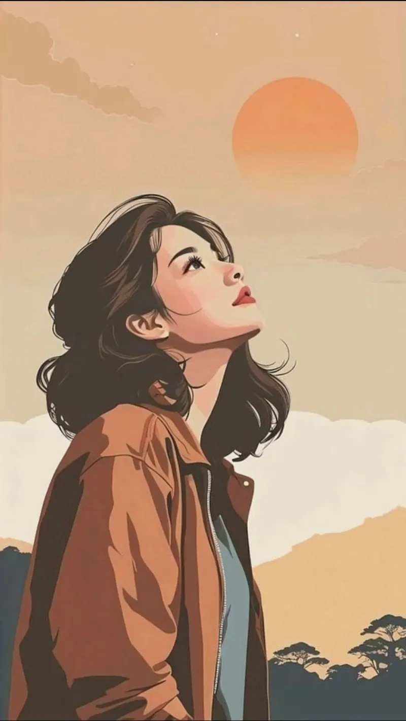 girl viewing the sunset poster da hamily
