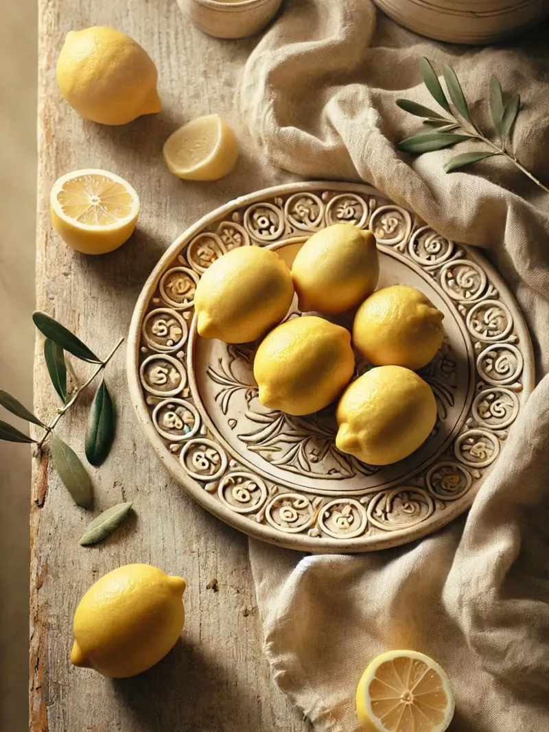 Piatto di limoni poster con telaio in alluminio da VintageBotanics