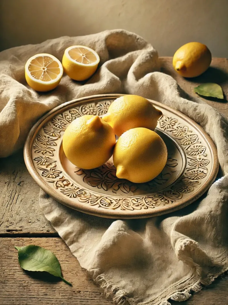 Piatto di limoni poster con telaio in legno da VintageBotanics