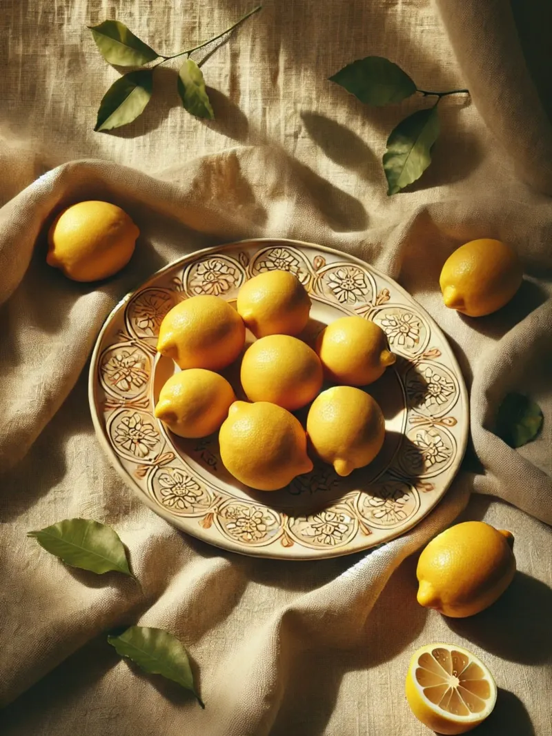 Piatto di limoni poster con telaio in legno da VintageBotanics