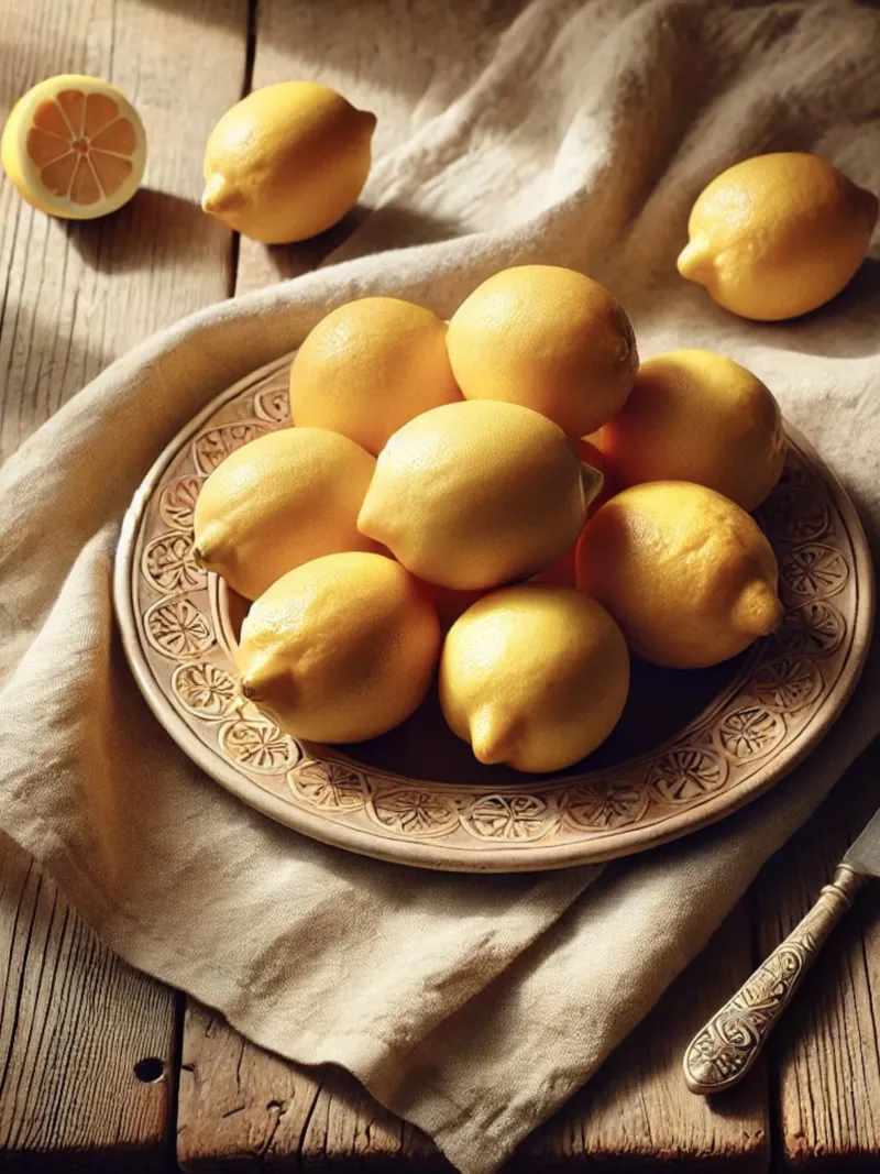 Piatto di limoni poster con telaio in legno da VintageBotanics