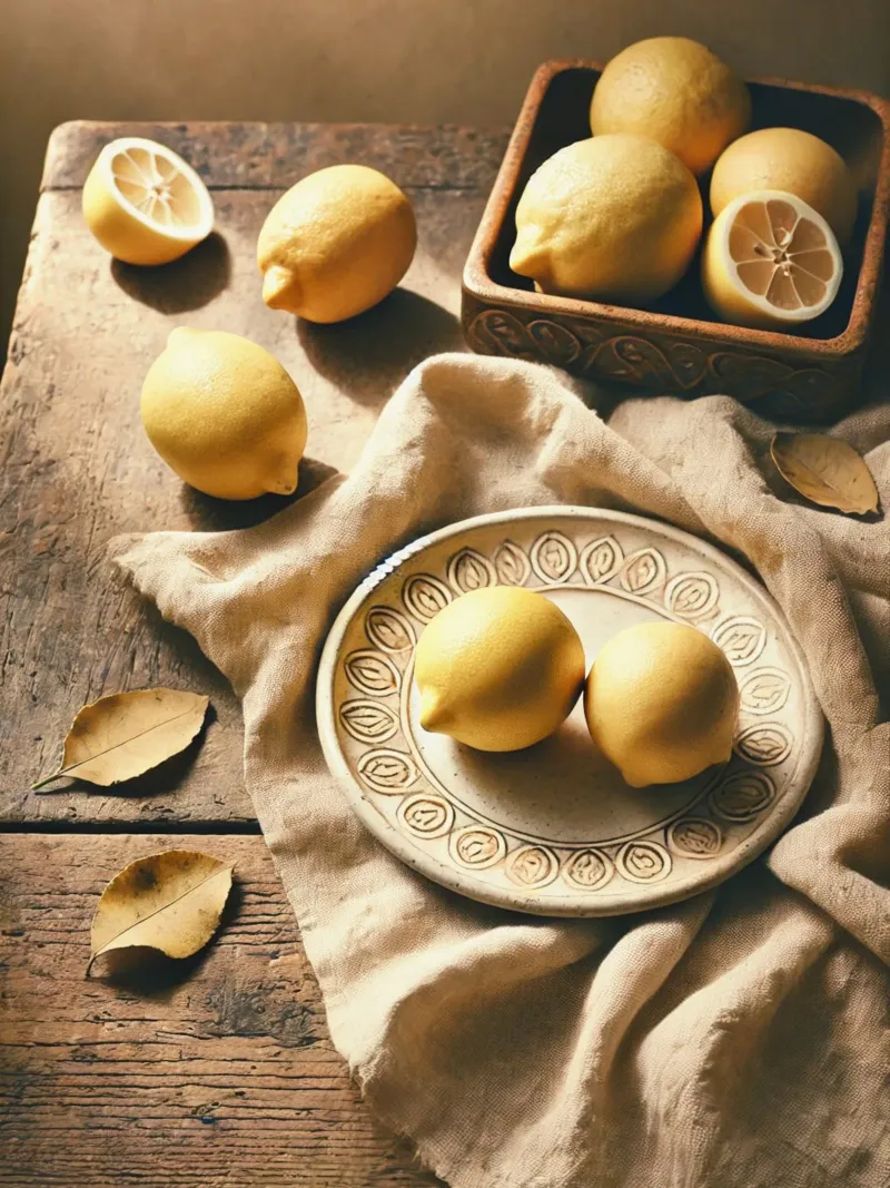 Piatto di limoni poster con telaio in legno da VintageBotanics