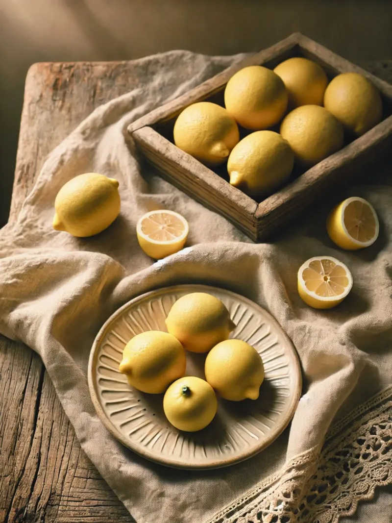 Piatto di limoni poster con telaio in plastica da VintageBotanics