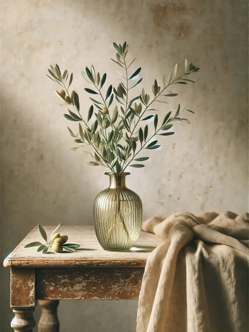 Rami d'ulivo in vaso poster con telaio in plastica da VintageBotanics
