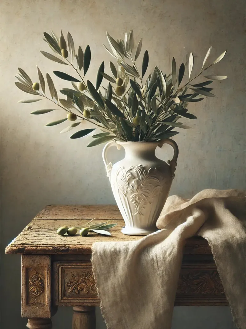 Rami d'ulivo in vaso poster con telaio in plastica da VintageBotanics