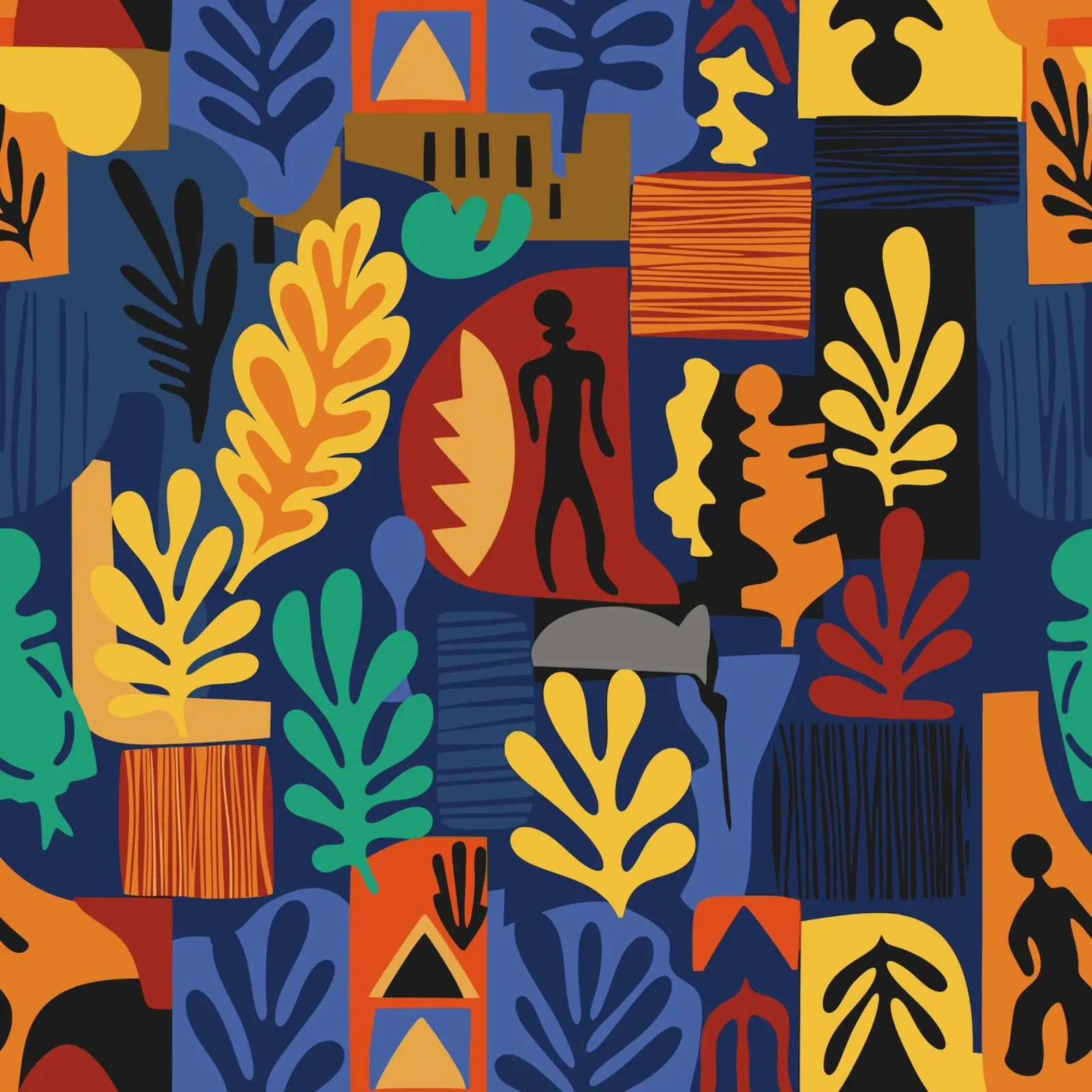 Cut Out Flowers African Pattern Design Poster mit Kunststoffrahmen von Abstract and Patterns