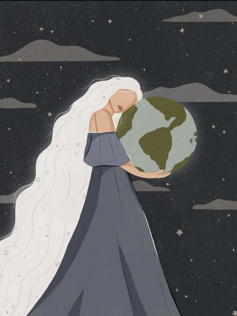 girl hold the earth poster da huminity