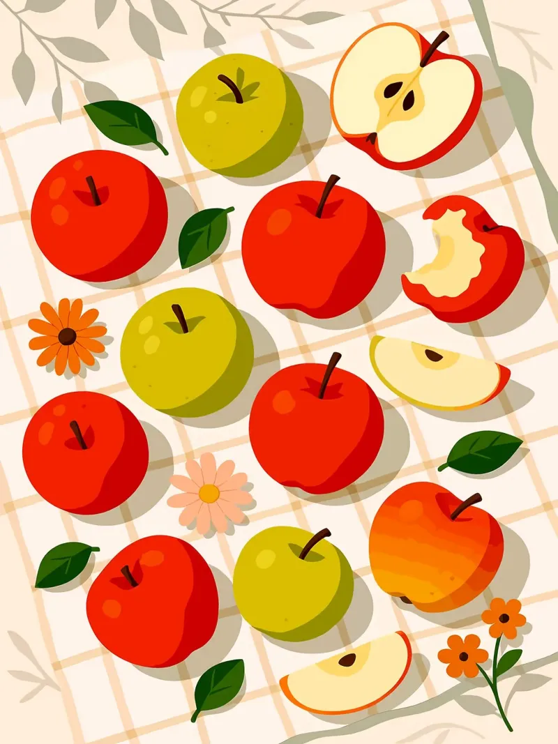Manzana - Una mesa con estilo poster con marco de aluminio de Sven B Strauss