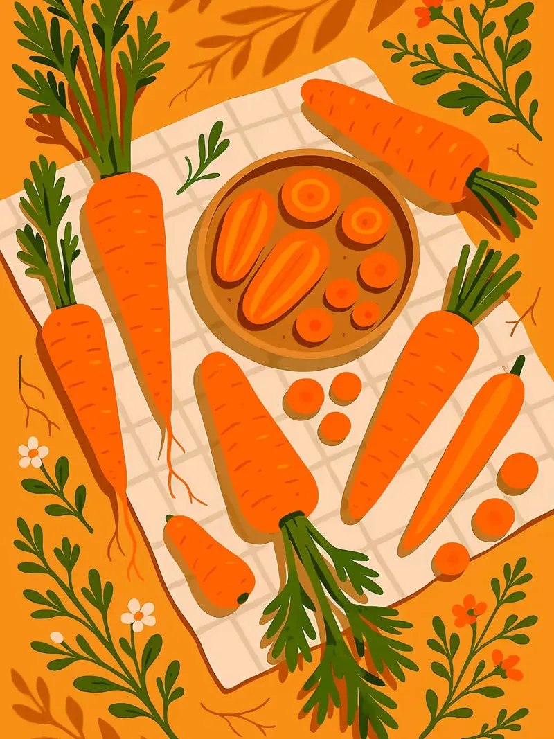 Carrot – A Stylized Tablescape canvas with Floater frame by Sven B Strauss