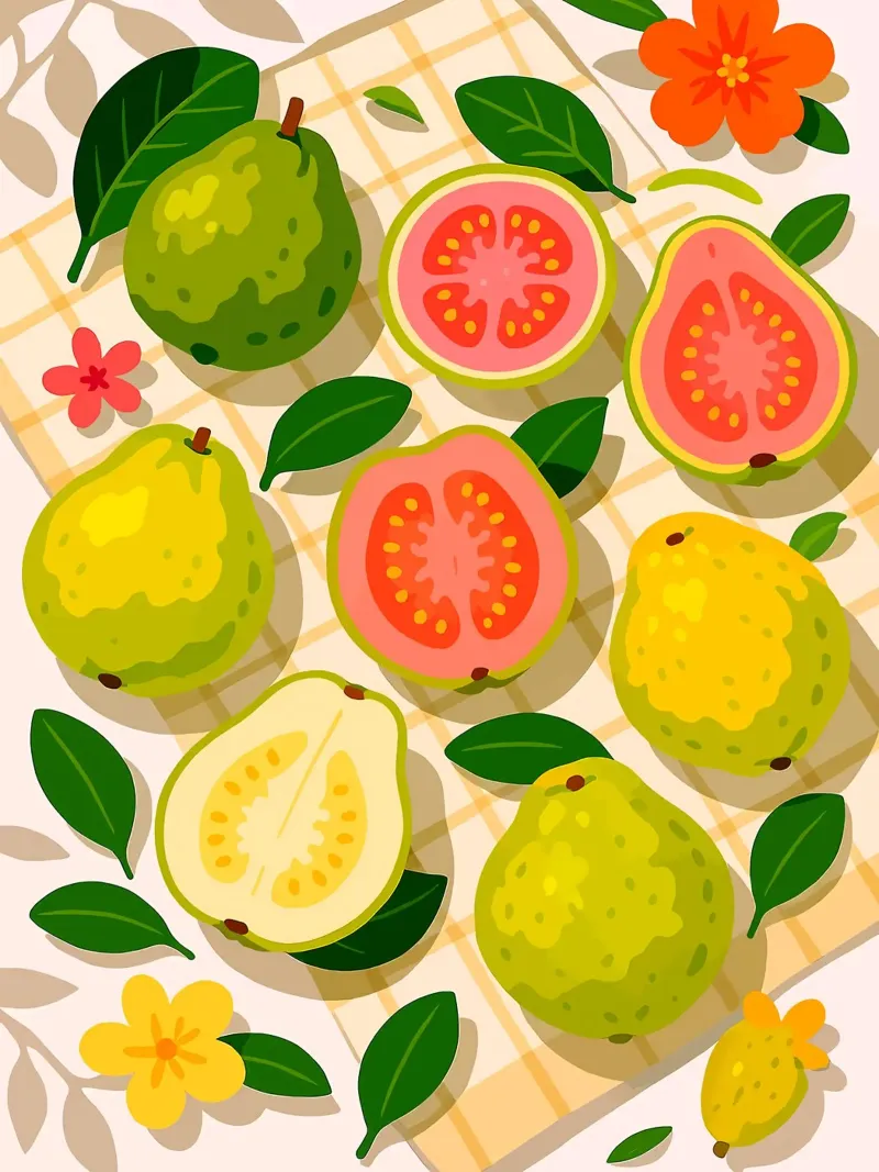 Guava - Una tavola stilizzata poster con telaio in alluminio da Sven B Strauss