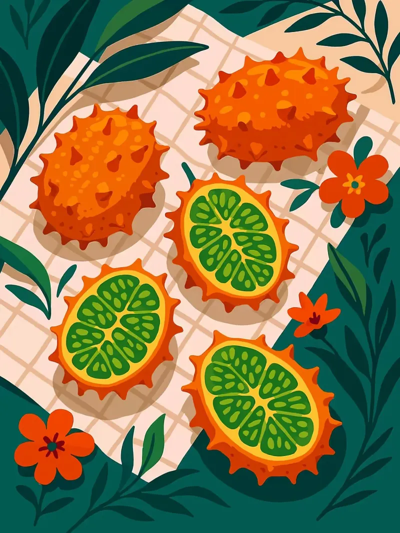 Horned Melon – A Stylized Tablescape canvas with Floater frame by Sven B Strauss