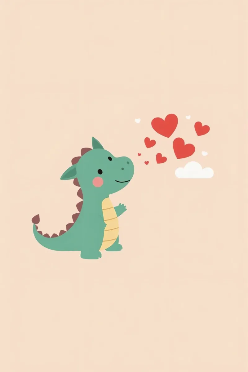 Carino il drago dei cartoni animati della nursery con i cuori poster da DesignDoodle