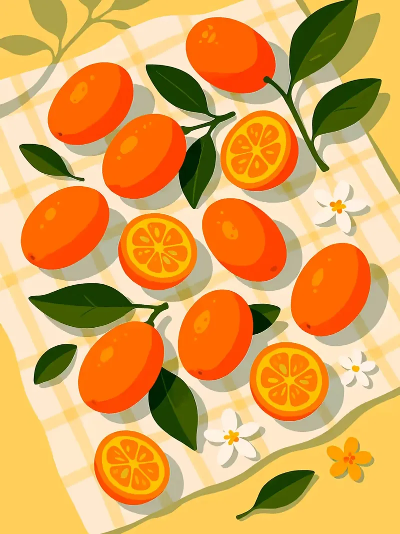 Kumquat - Una tavola stilizzata tela con Cornice a cassetta da Fletcher M Henry