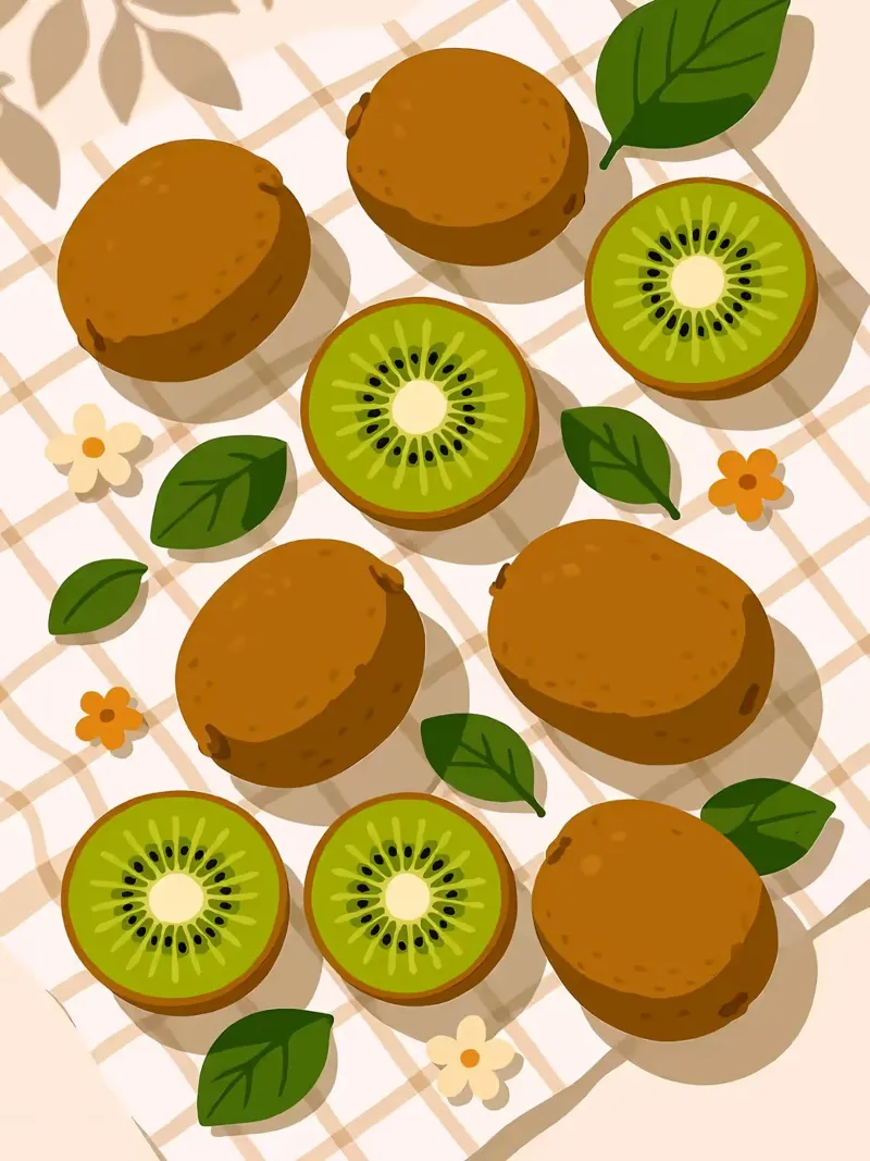 Kiwi - Una tavola stilizzata tela con Cornice a cassetta da Fletcher M Henry