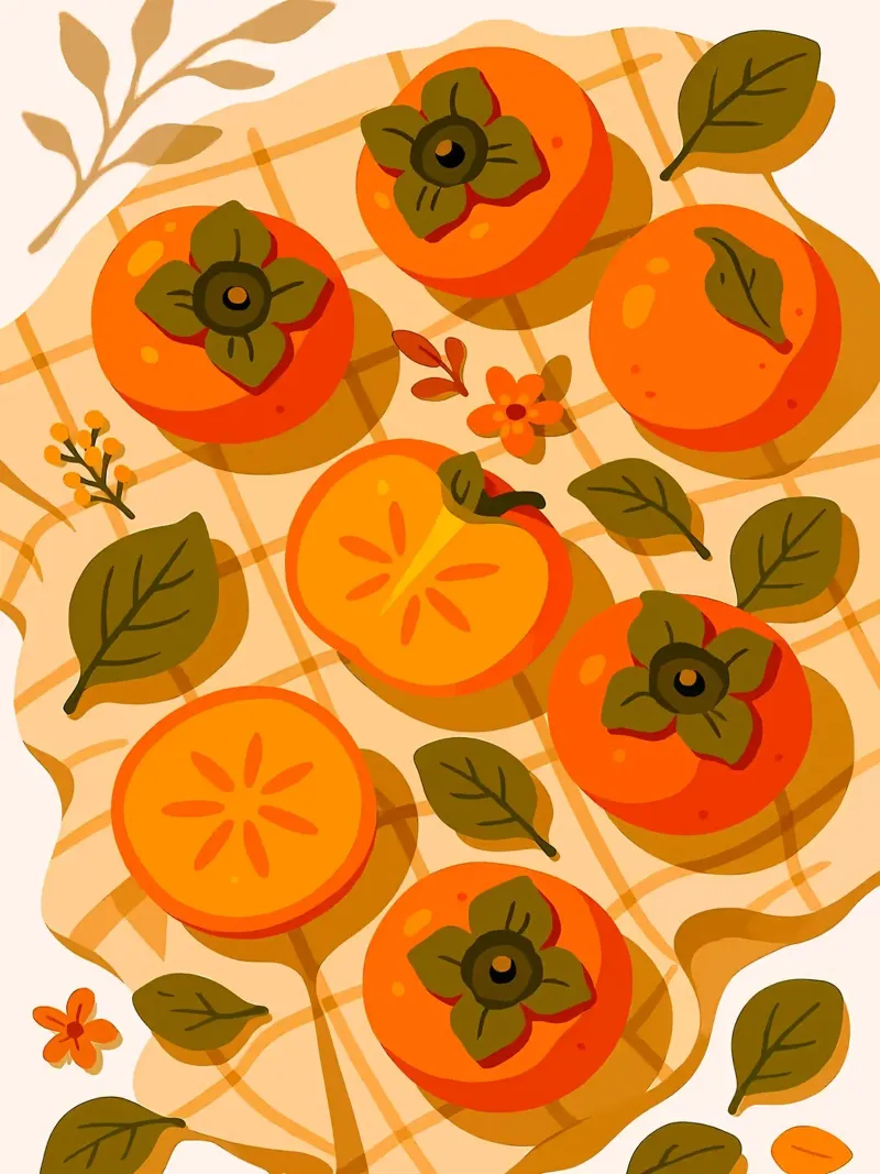 Persimmon - Una tavola stilizzata tela con Cornice a cassetta da Fletcher M Henry
