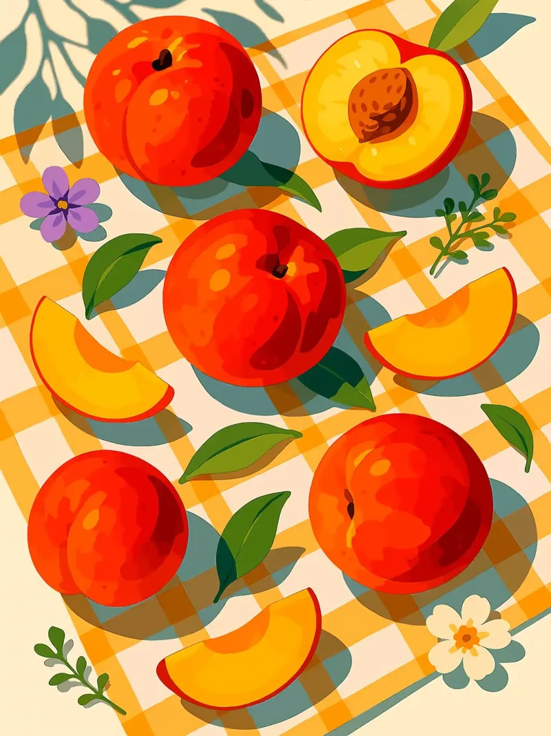 Nettarine - Una tavola stilizzata poster con telaio in legno da Fletcher M Henry