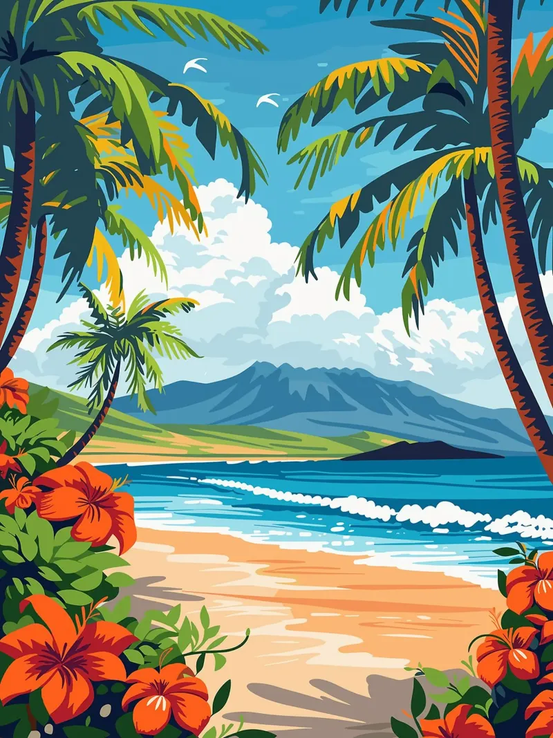 Isola di Maui, Hawaii poster con telaio in alluminio da Leon B Feierabend